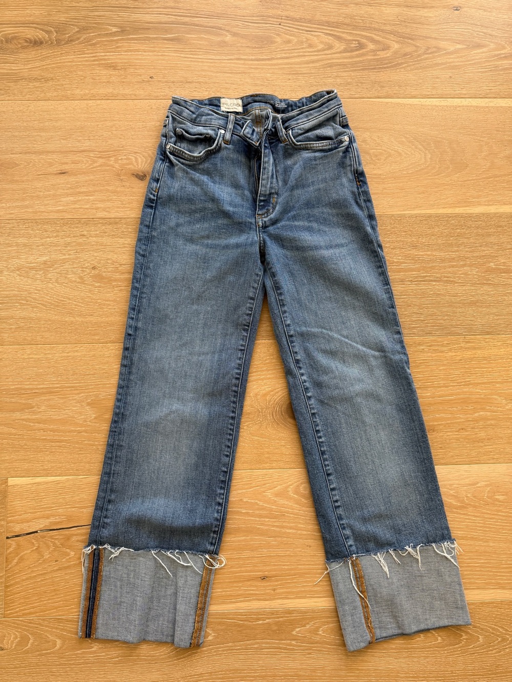 Pilcro Vintage-Inspired Blue Women's Jeans Cuffed 25